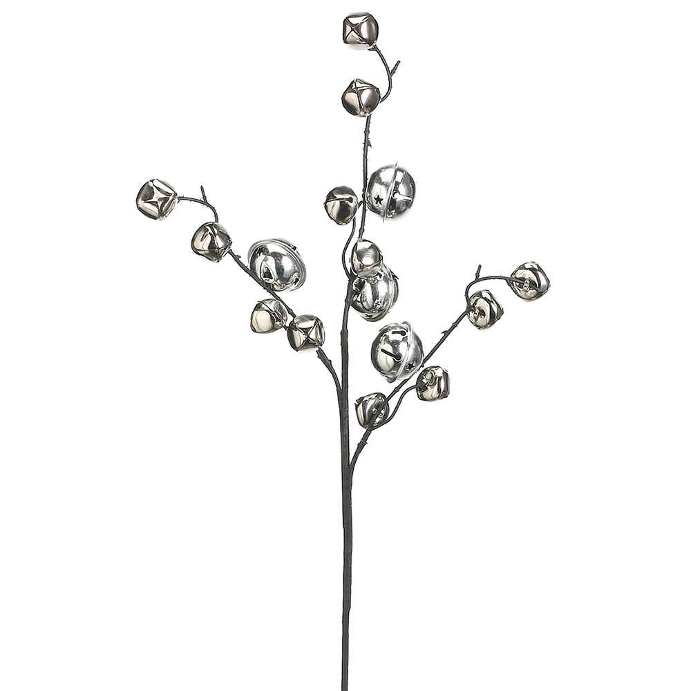 21" Jingle Bell Artificial Stem -Silver (Pack of 12)