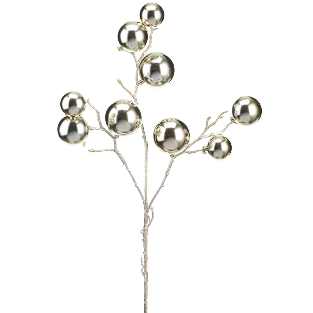 21" Plastic Ball Artificial Stem -Champagne (Pack of 6)