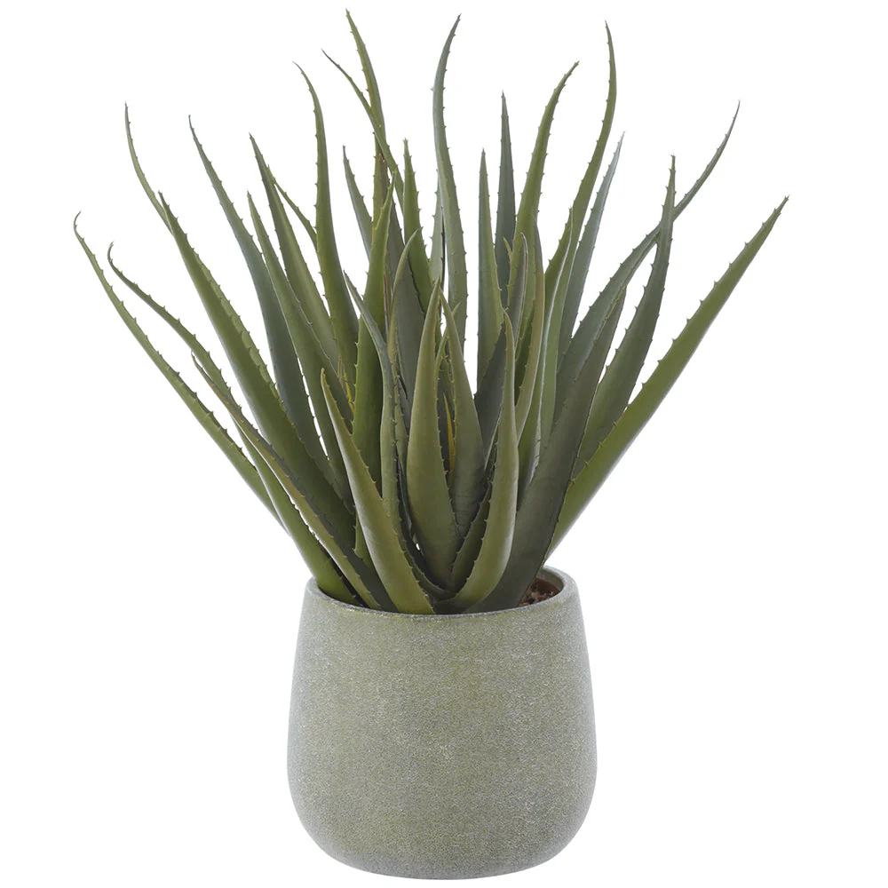 21" Real Touch Agave Artificial Plant w/Plastic Pot -Green
