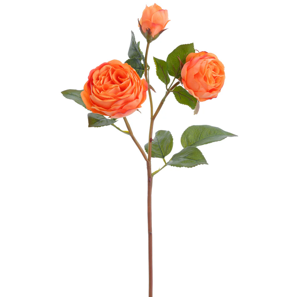 21" Real Touch Rose Silk Flower Stem -Orange (Pack of 12)