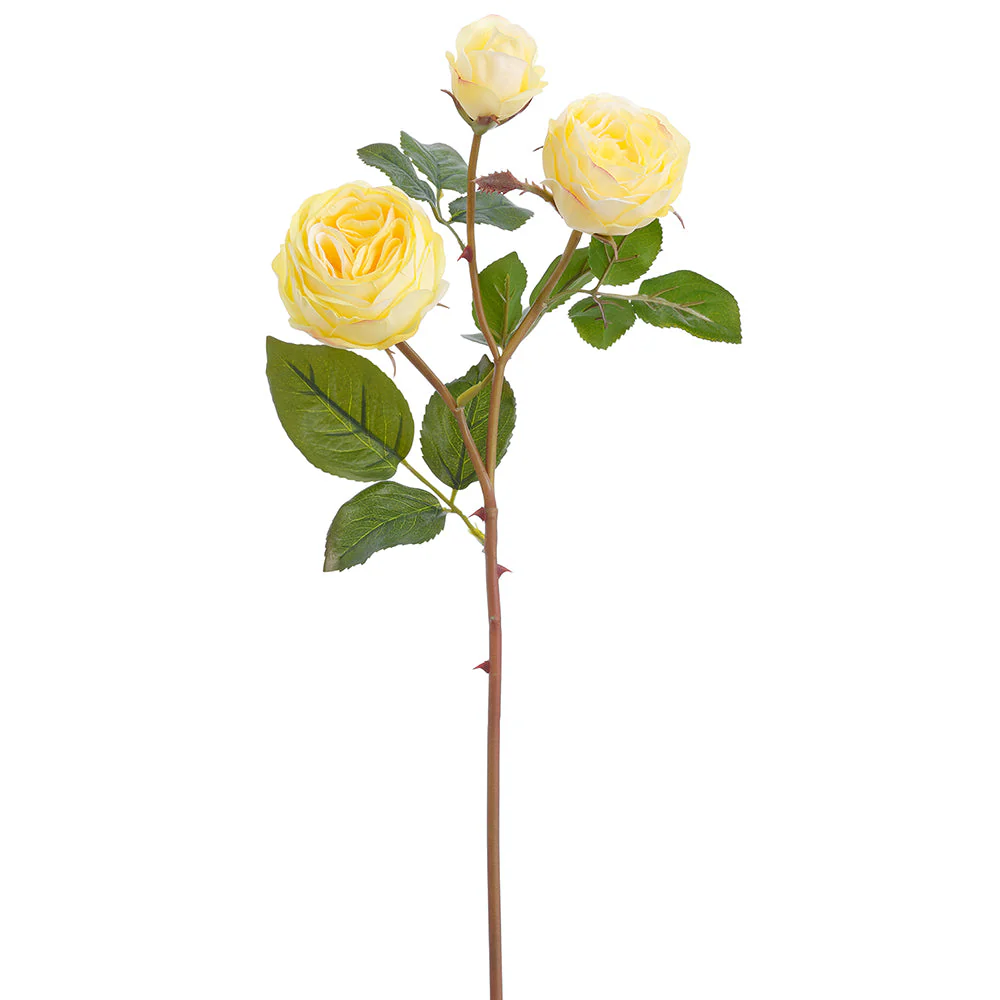 21" Real Touch Rose Silk Flower Stem -Yellow (Pack of 12)
