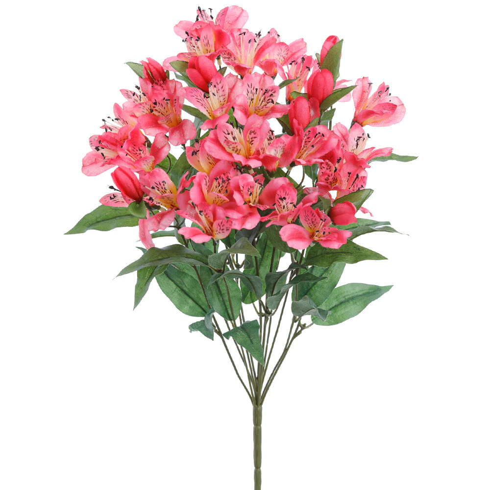 21" Silk Alstroemeria Flower Bush -2 Tone Fuchsia (Pack of 12)