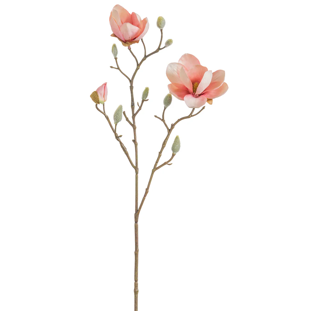 21" Silk Japanese Magnolia Flower Stem -Pink (Pack of 12)