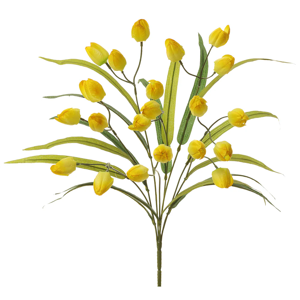 21" Tulip Silk Flower Bush -Yellow (Pack of 12)