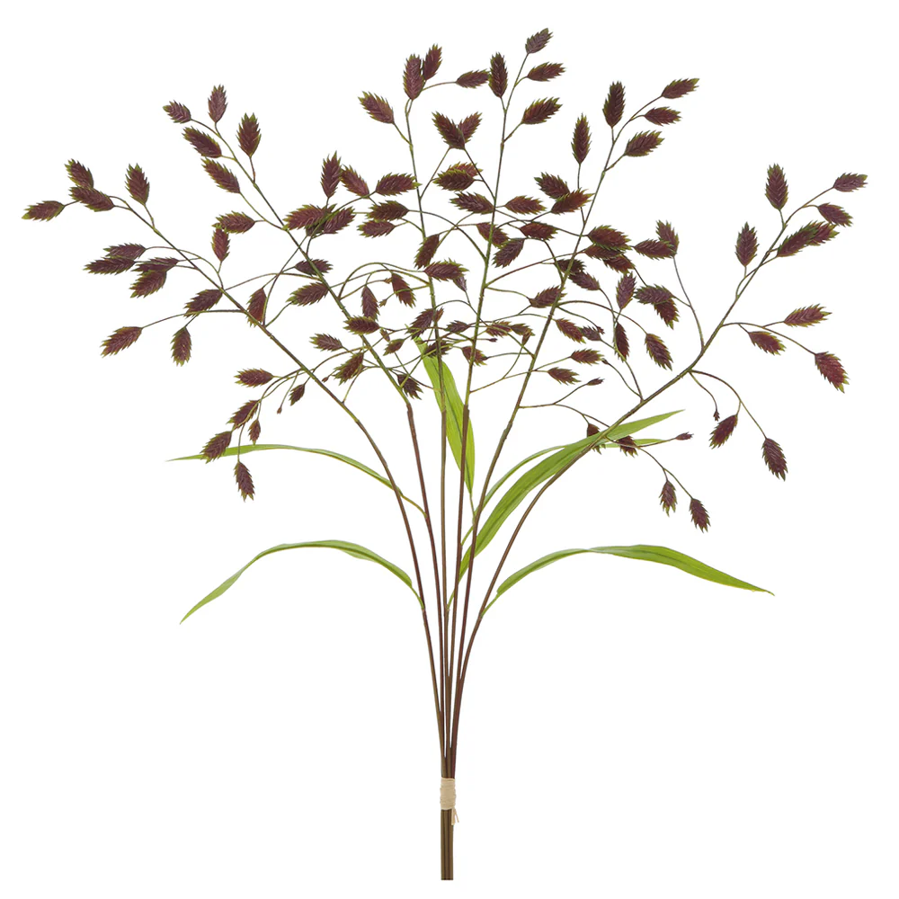 22.5" Artificial Wild Oat Leaf Stem Bundle -Purple/Green (Pack of 12)