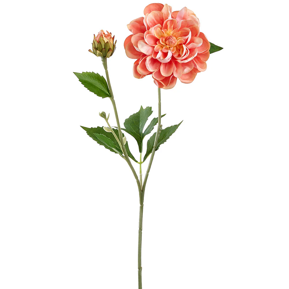22.5" Dahlia Silk Flower Stem -2 Tone Coral (Pack of 12)
