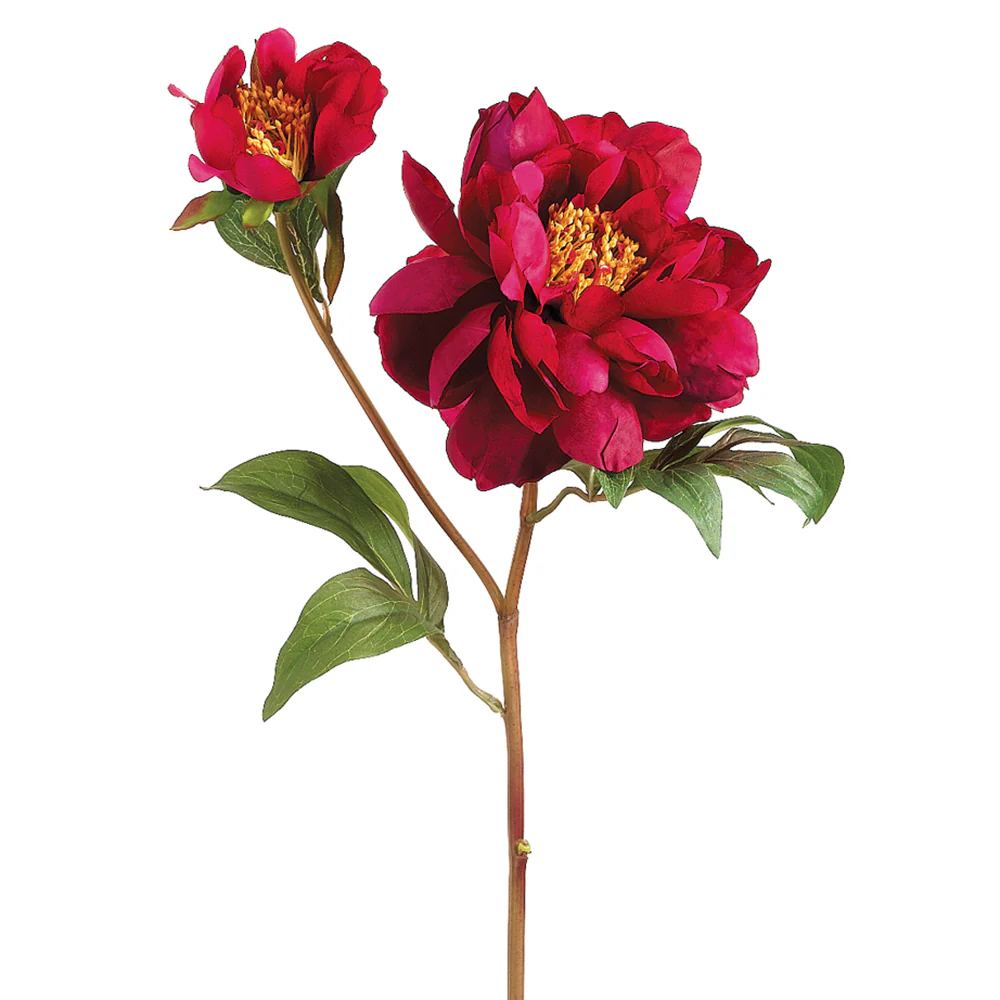 22.5" Hand-Wrapped Silk Vintage Peony Flower Spray -Beauty (Pack of 12)