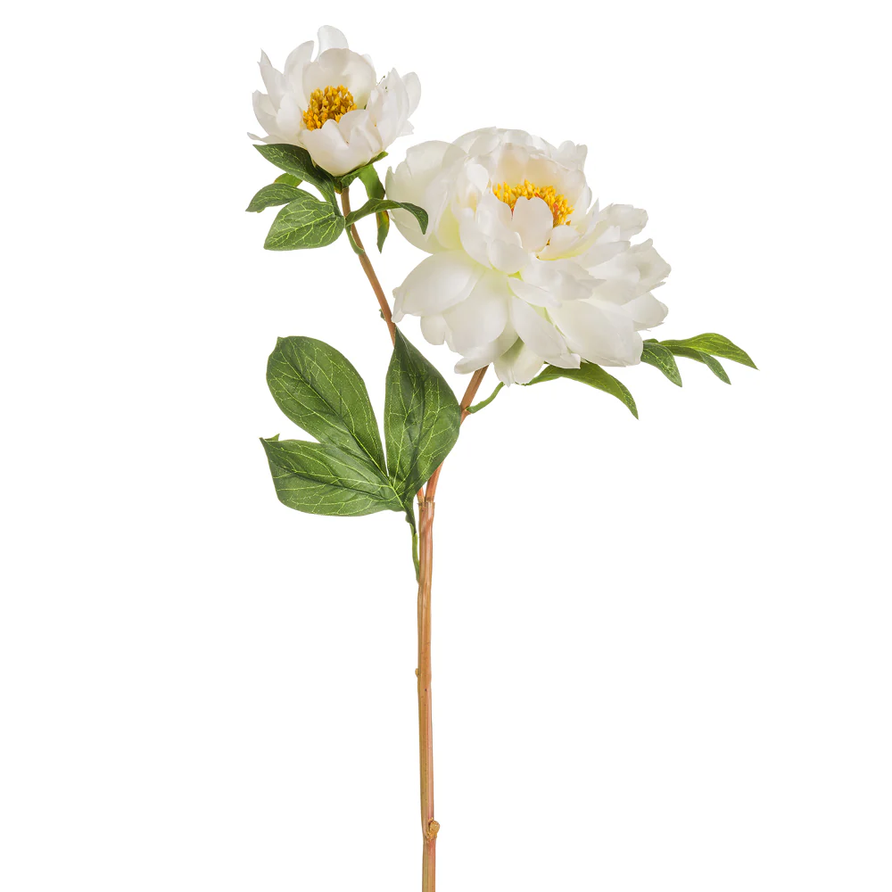 22.5" Hand-Wrapped Silk Vintage Peony Flower Spray -Cream (Pack of 12)
