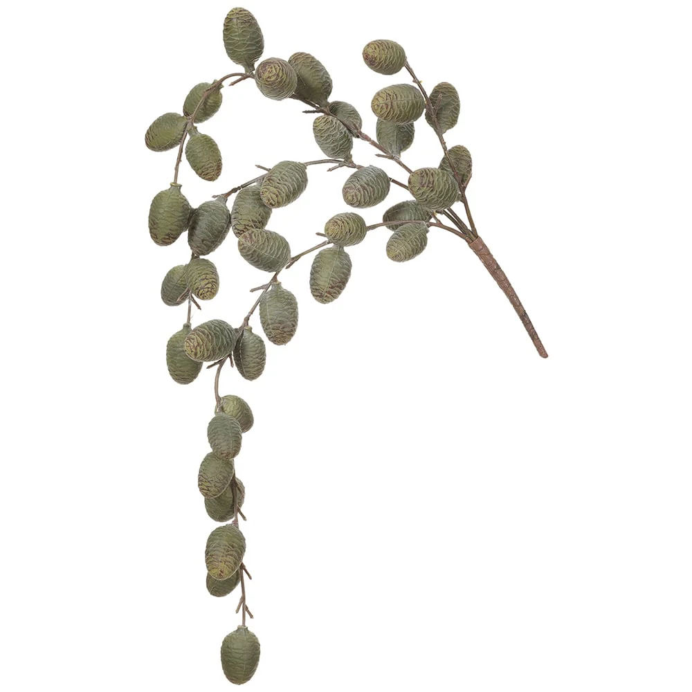 22.5" Hanging Artificial Pinecone Stem -Gray/Green (Pack of 12)