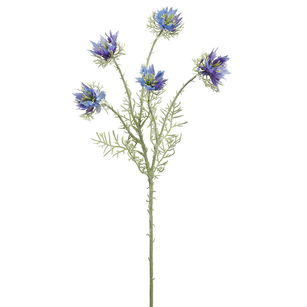 22.5" Silk Nigella Flower Stem -Purple/Blue (Pack of 12)