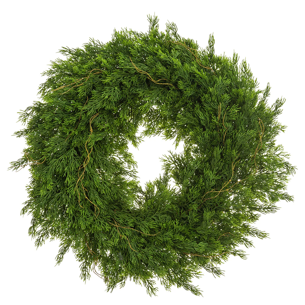 22" Artificial Cedar Wreath -Green (Pack of 2)
