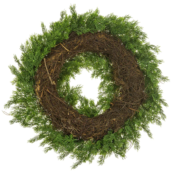 22" Artificial Cedar Wreath -Green (Pack of 2) - Image 2