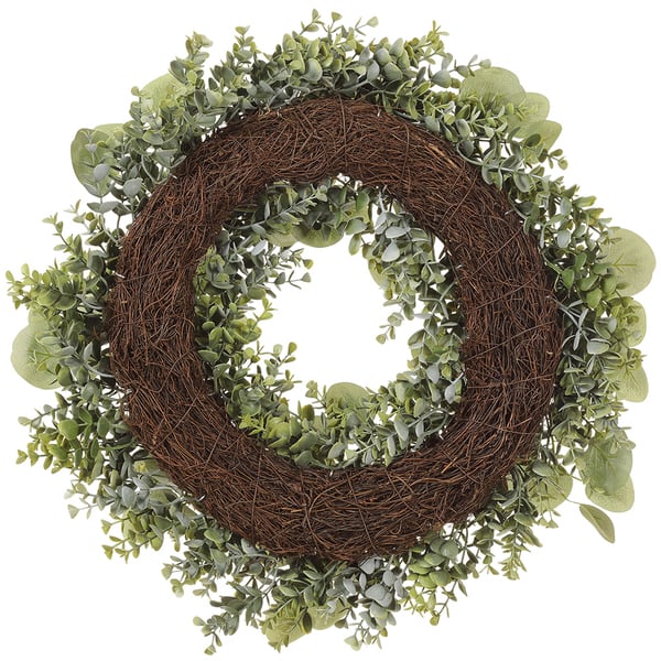 22" Artificial Eucalyptus Leaf & Boxwood Wreath -Green/Gray (Pack of 2) - Image 2