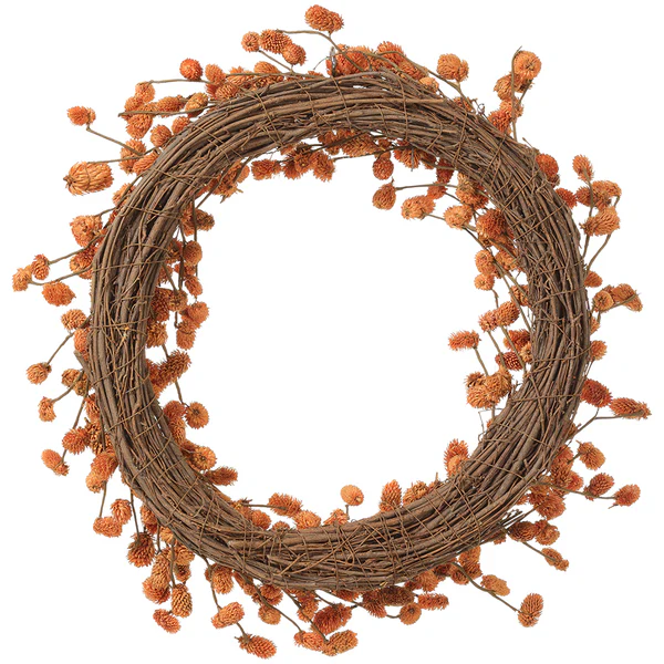 22" Artificial Osmanthus Pod Wreath -Flame (Pack of 2) - Image 2