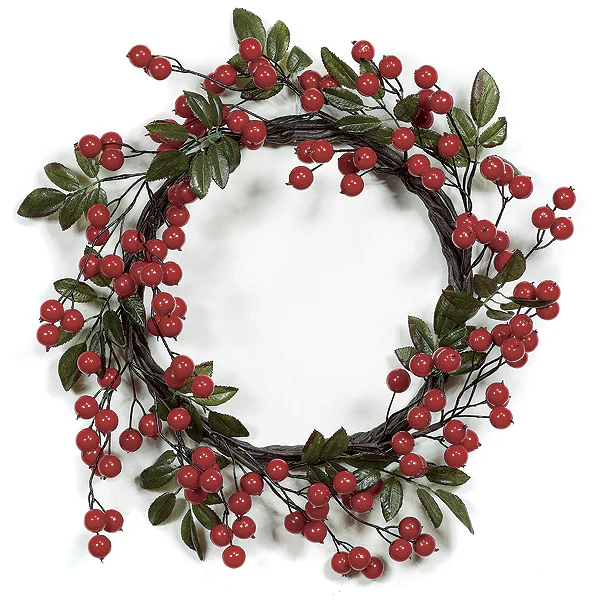 22" Crabapple Artificial Wreath -Red (Pack of 2)