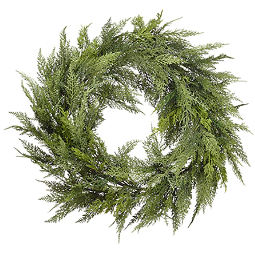 22" Deluxe Artificial Cedar Wreath -Green (Pack of 2)