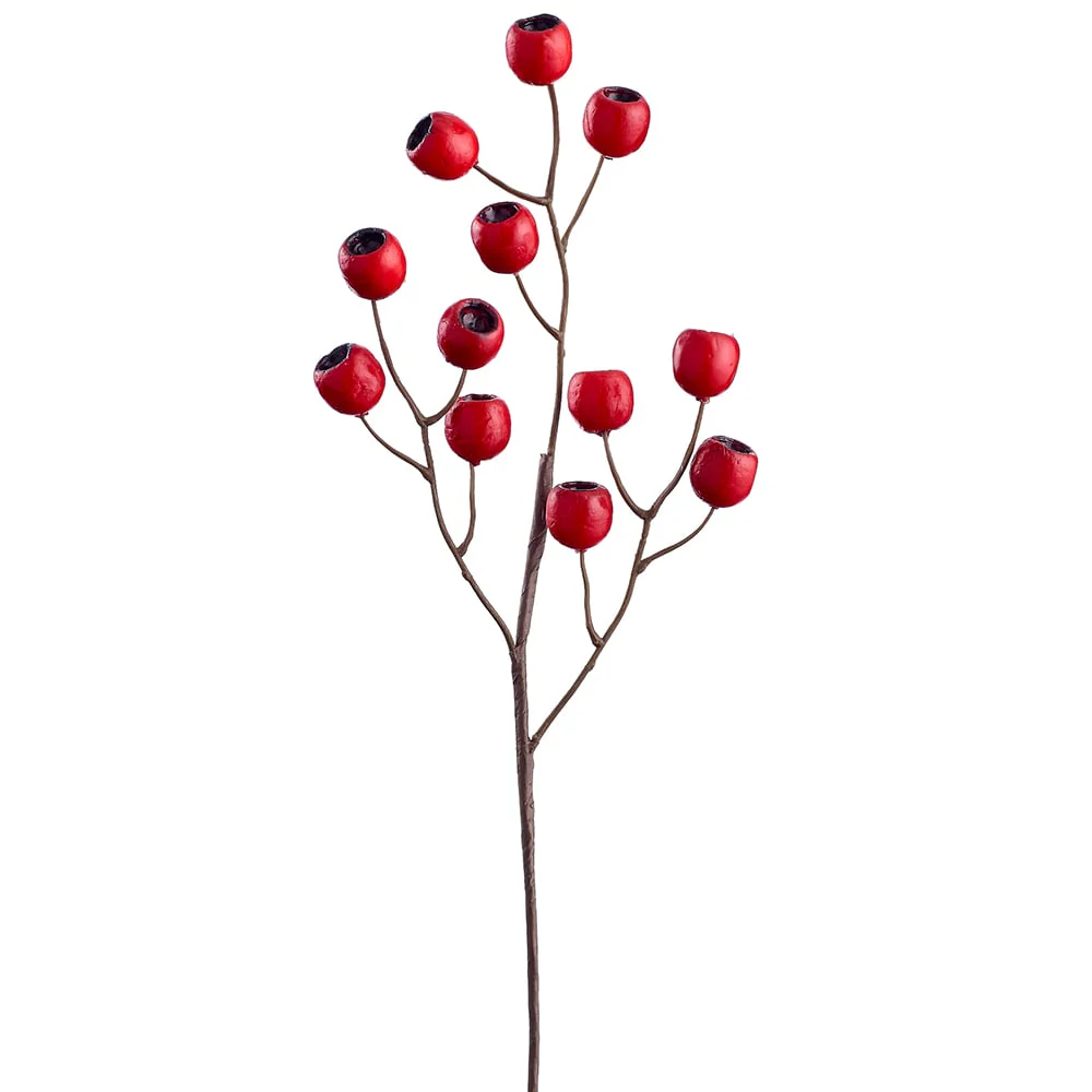 22" Eucalyptus Pod Berry Artificial Stem -Red (Pack of 12)