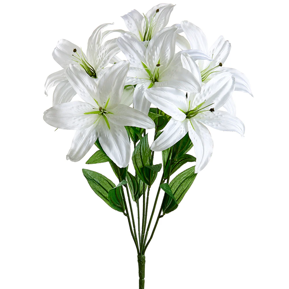 22" Faux Lily Flower Bush -White (Pack of 12)