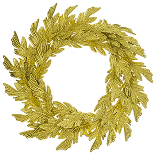 22" Glittered Artificial Acanthus Leaf Wreath -Gold (Pack of 6)