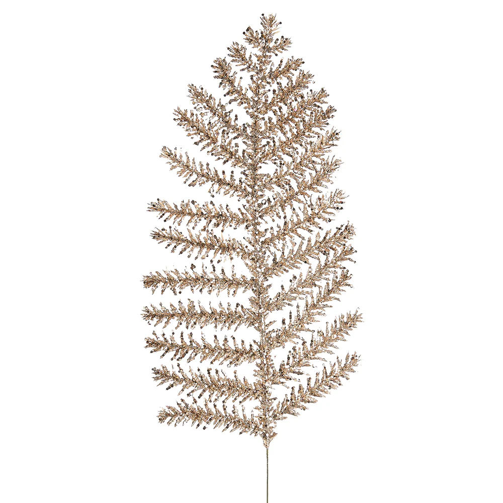 22" Glittered Artificial Feather Stem -Gold (Pack of 12)