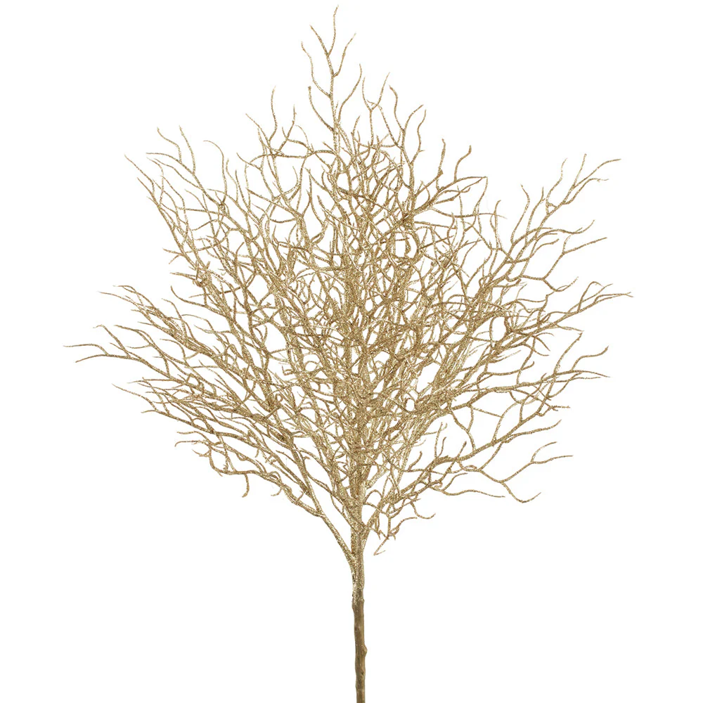 22" Glittered Artificial Twig Plant -Gold (Pack of 12)