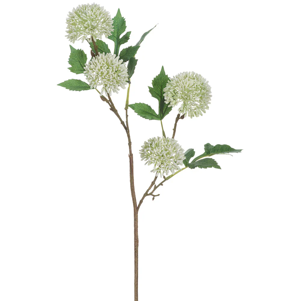 22" Globe Thistle Artificial Flower Stem -Cream/Green (Pack of 12)