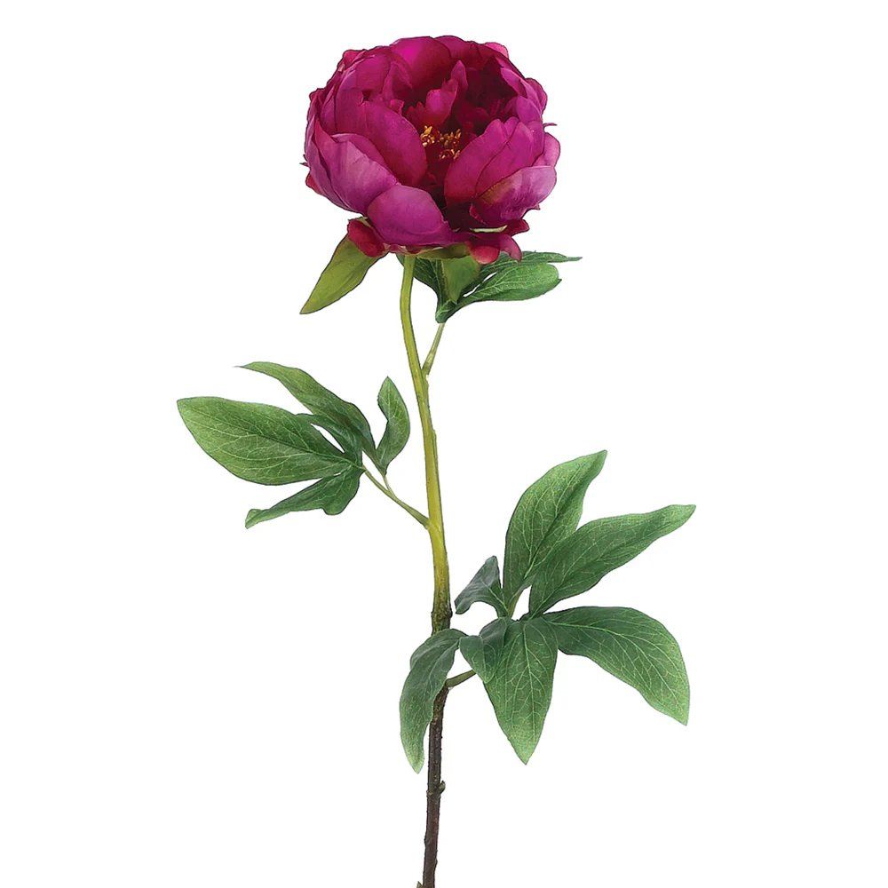 22" Hand-Wrapped Silk Peony Flower Spray -Rubrum (Pack of 12)