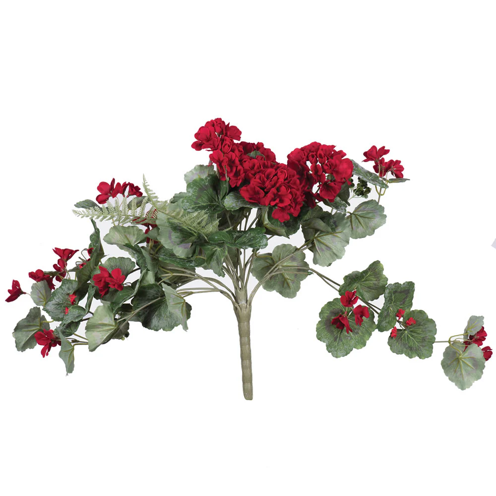 22" Hanging Geranium Faux Flower Bush -Red (Pack of 4)