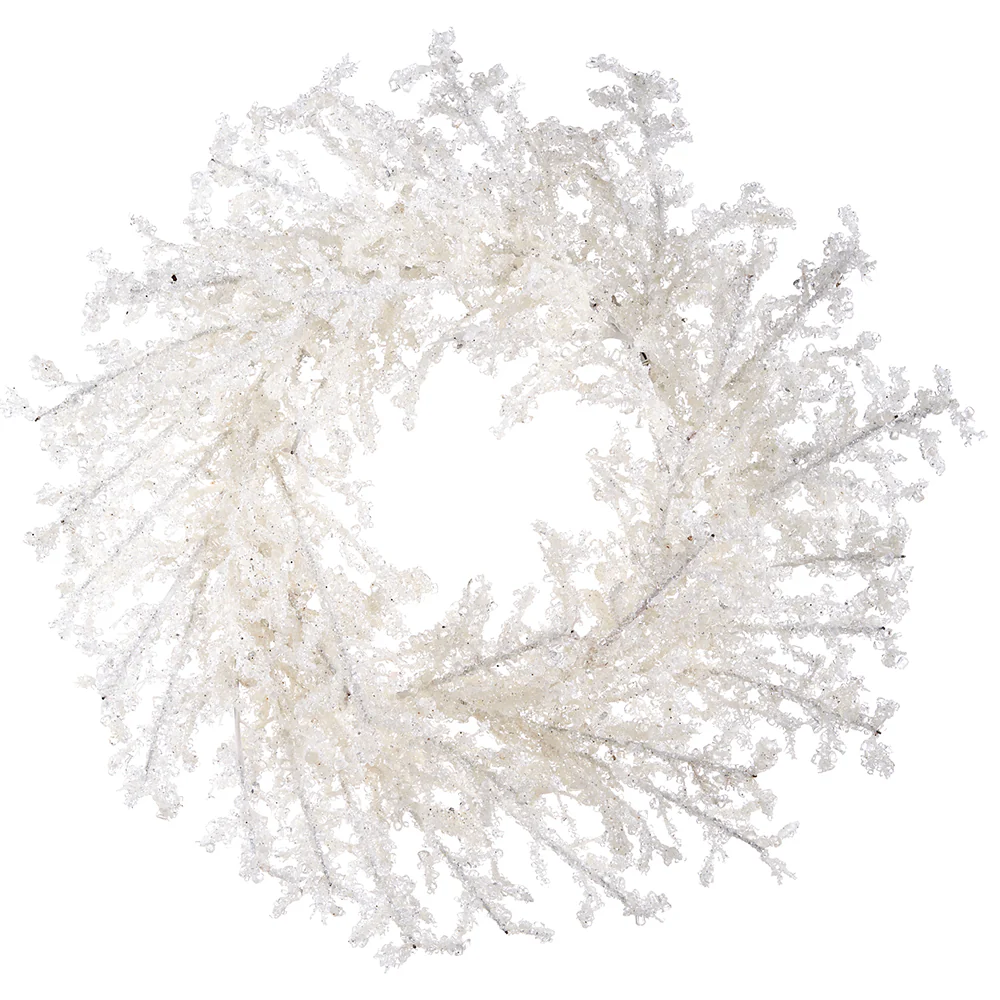 22" Iced Artificial Twig Wreath -White (Pack of 2)