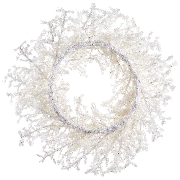 22" Iced Artificial Twig Wreath -White (Pack of 2) - Image 2