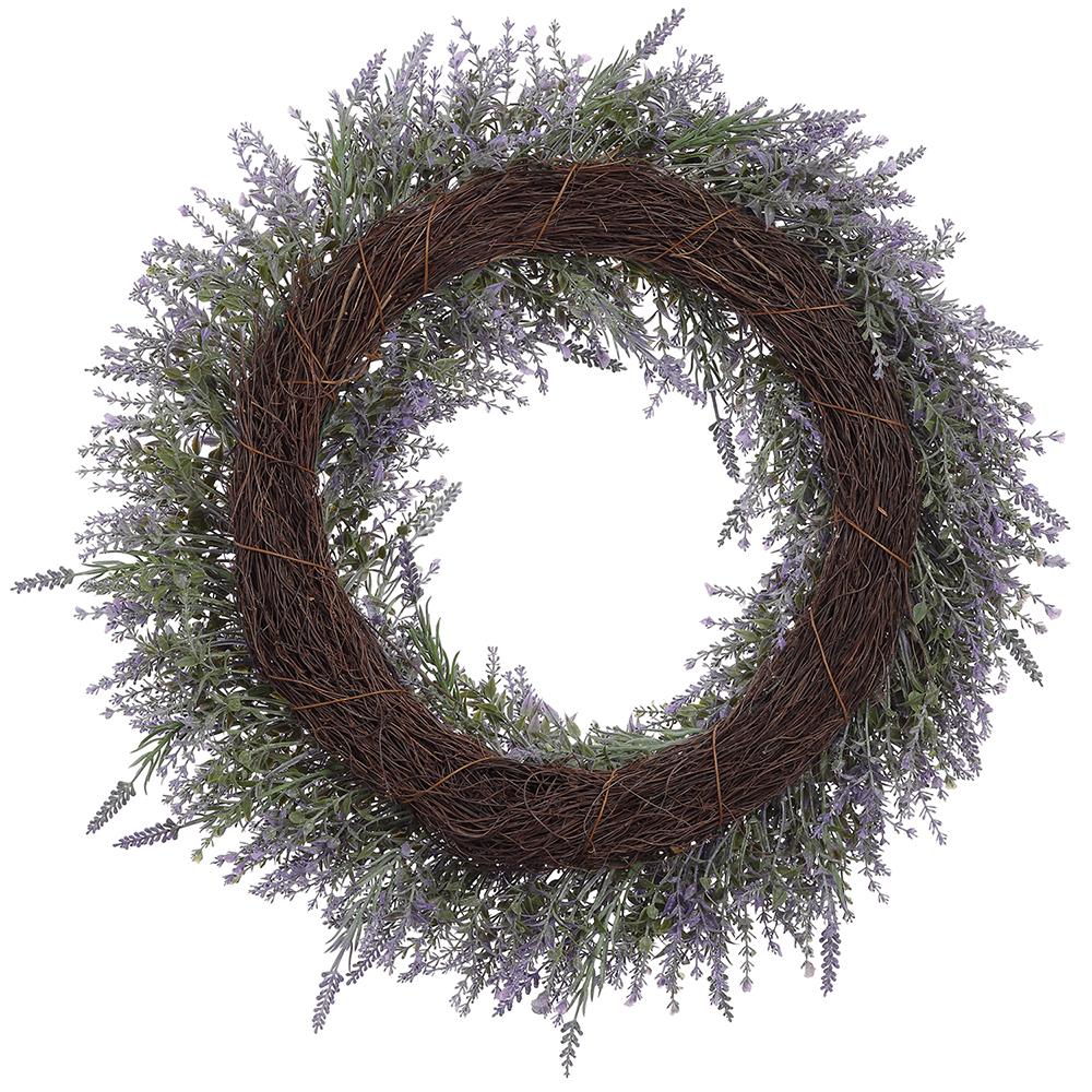 22" Lavender Artificial Flower Wreath -2 Tone Lavender (Pack of 2) - Image 2