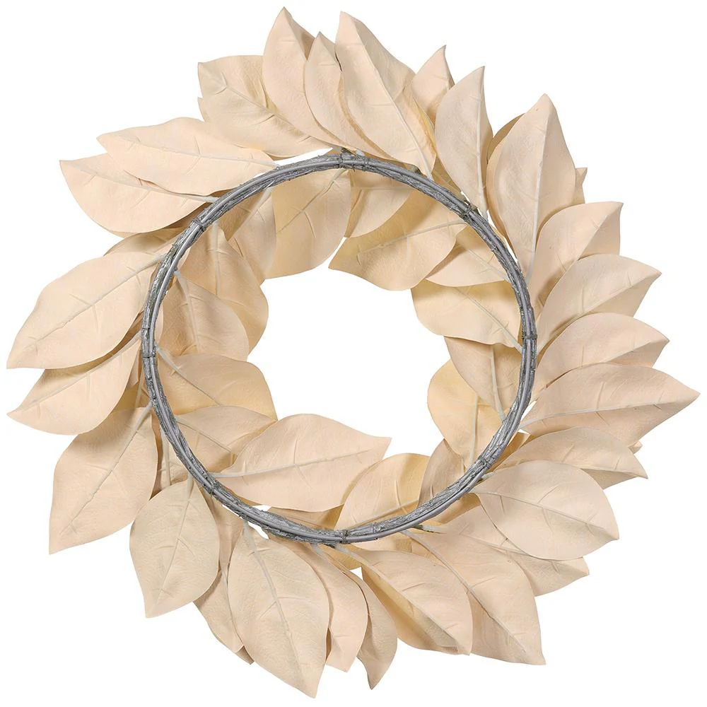 22" Metallic Artificial Magnolia Leaf Wreath -Gold (Pack of 6) - Image 2
