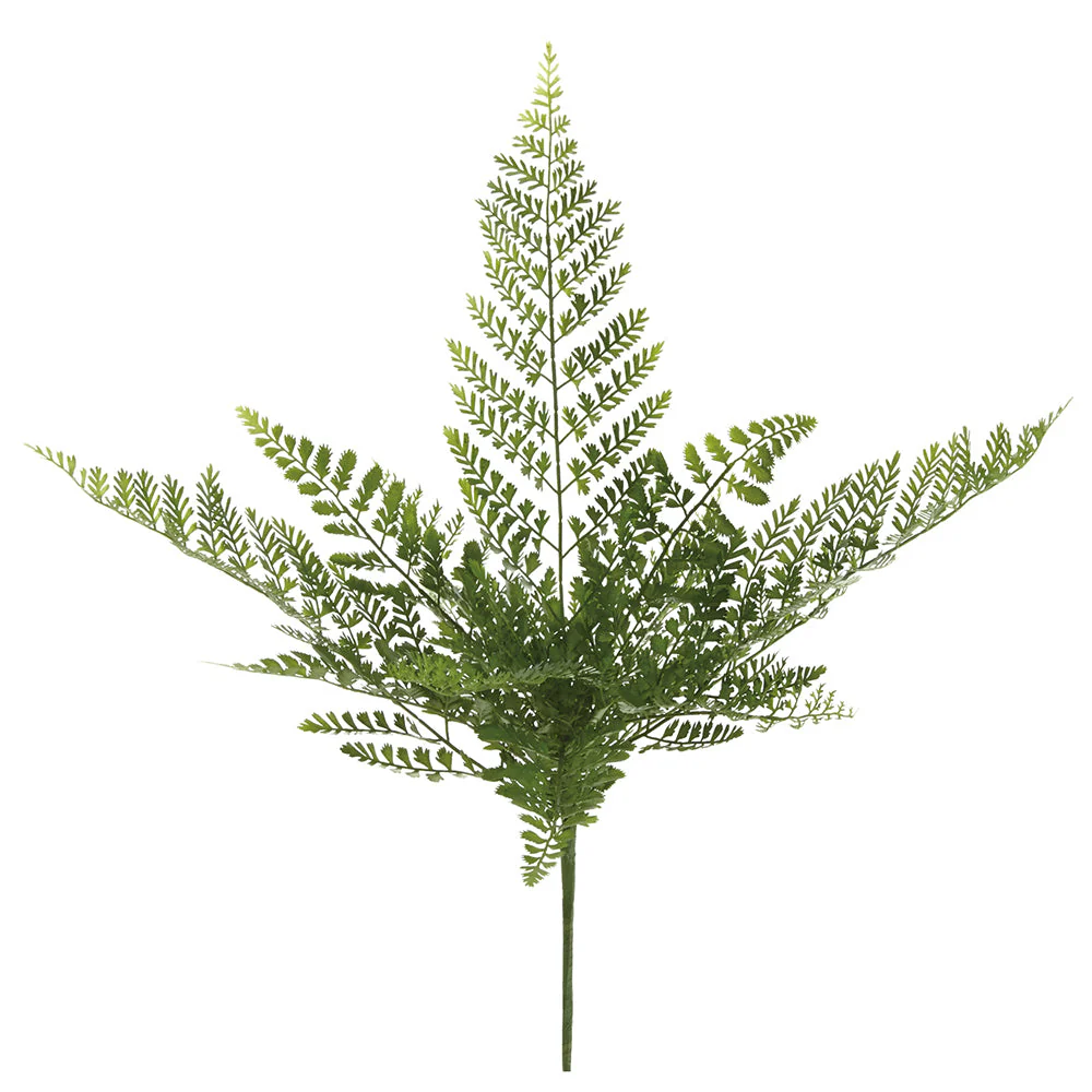 22" Outdoor UV-Resistant Artificial Fern Leaf Stem -Green (Pack of 12)