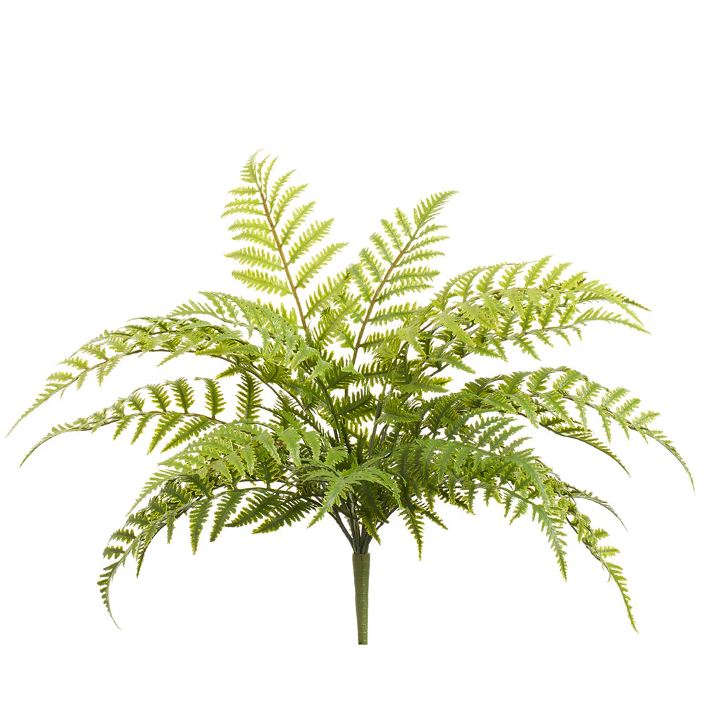 22" Outdoor UV-Resistant Artificial New Leather Fern Leaf Plant -Green (Pack of 6)
