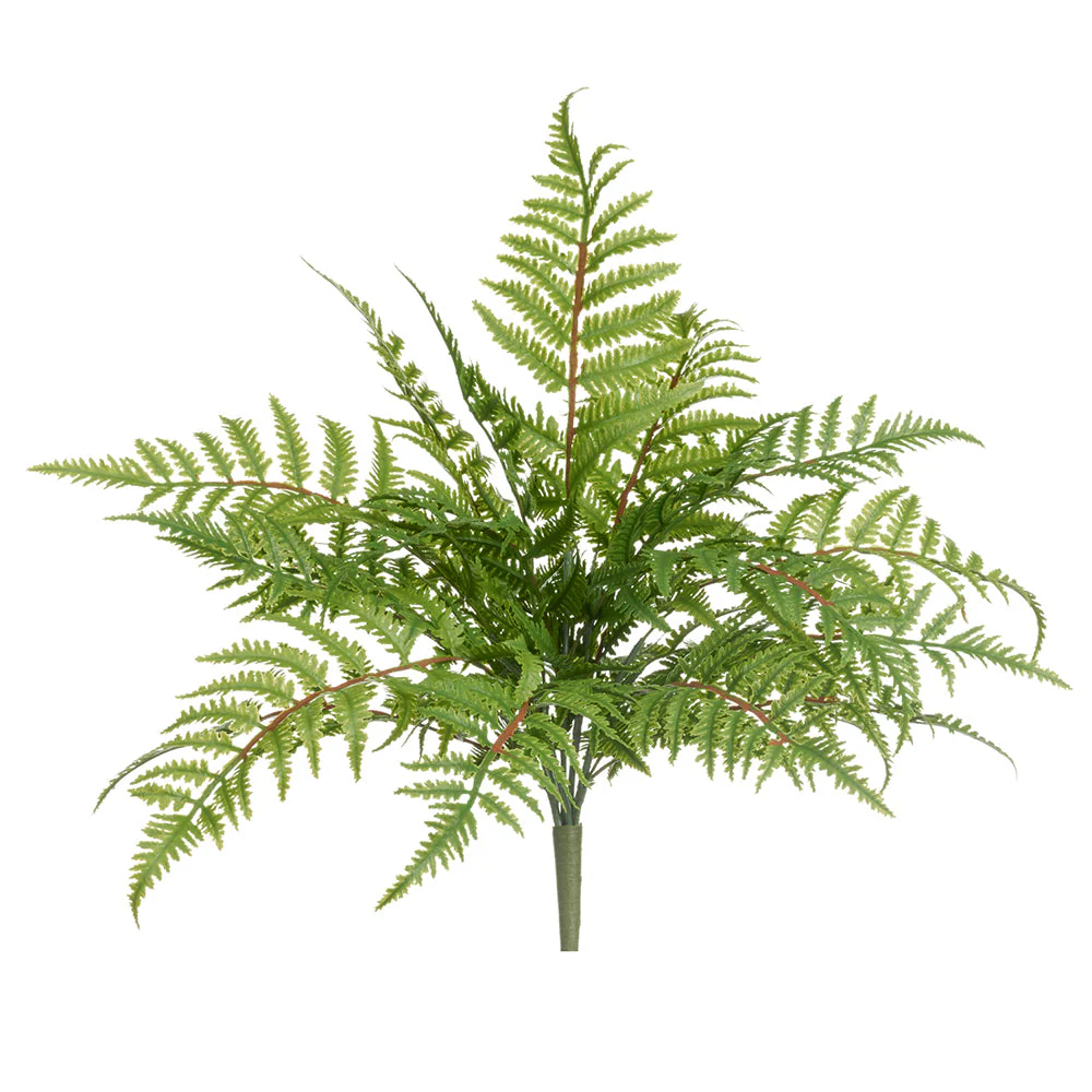 22" Outdoor UV-Resistant Artificial New Leather Fern Plant -Green (Pack of 6)