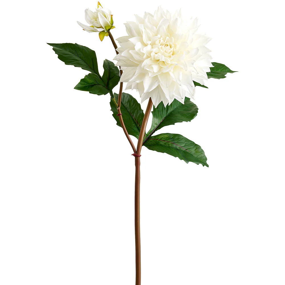 22" Real Touch Dahlia Silk Flower Stem -White (Pack of 12)