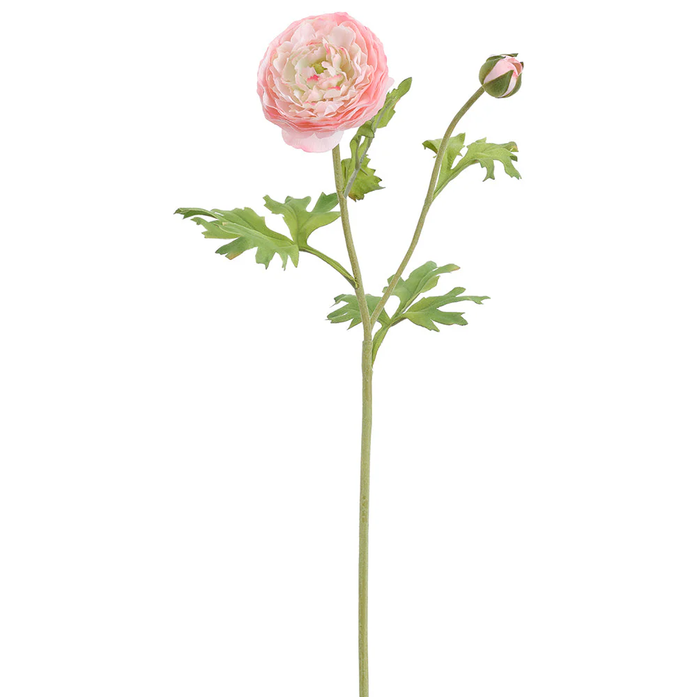 22" Real Touch Ranunculus Silk Flower Stem -Pink (Pack of 12)
