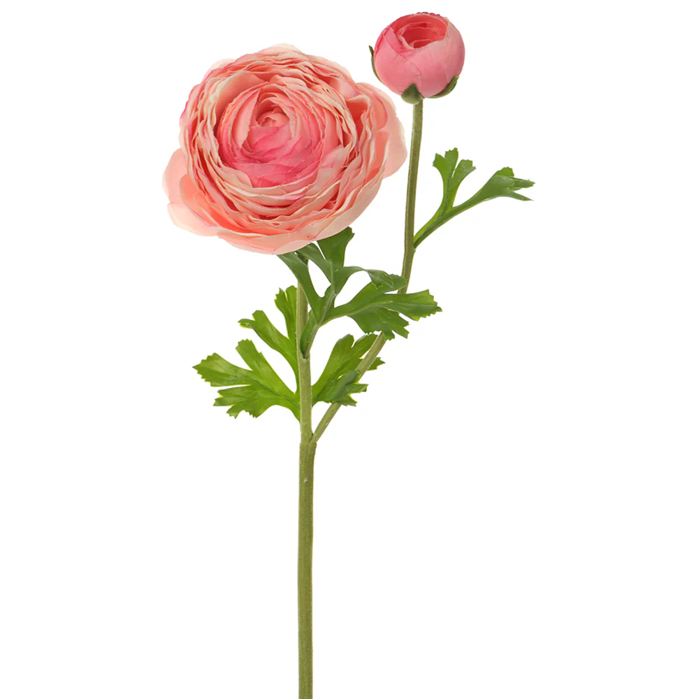 22" Real Touch Silk Ranunculus Flower Stem -Pink (Pack of 12)