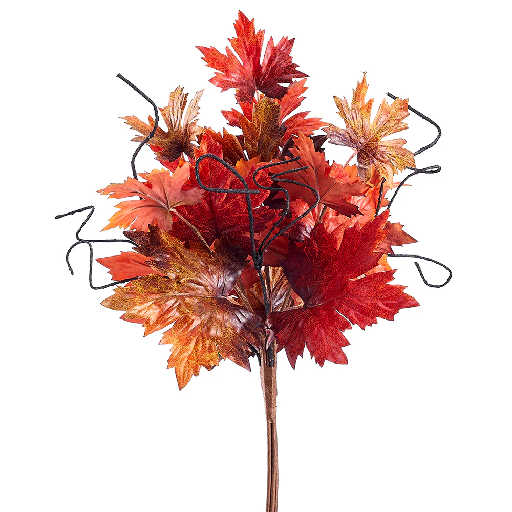 22" Silk Maple Leaf Stem Bundle -Burgundy/Green (Pack of 6)