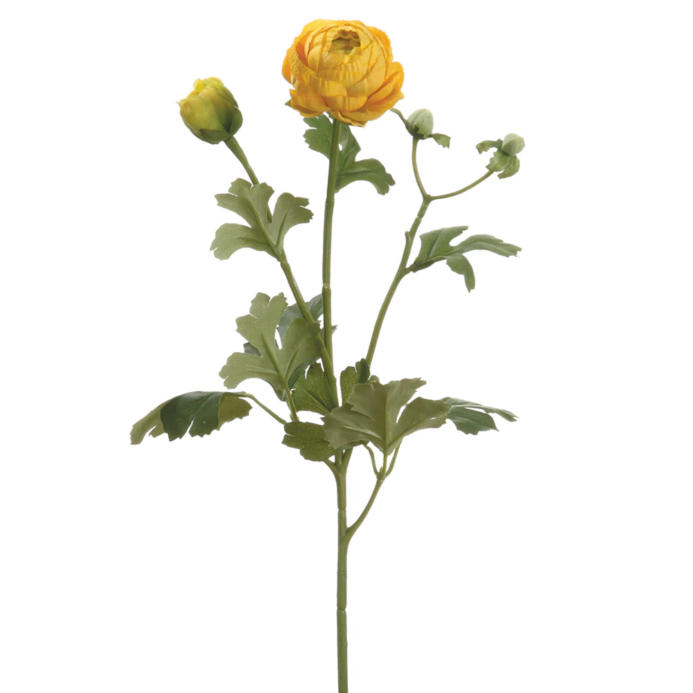 22" Silk Ranunculus Flower Spray -Yellow (Pack of 12)