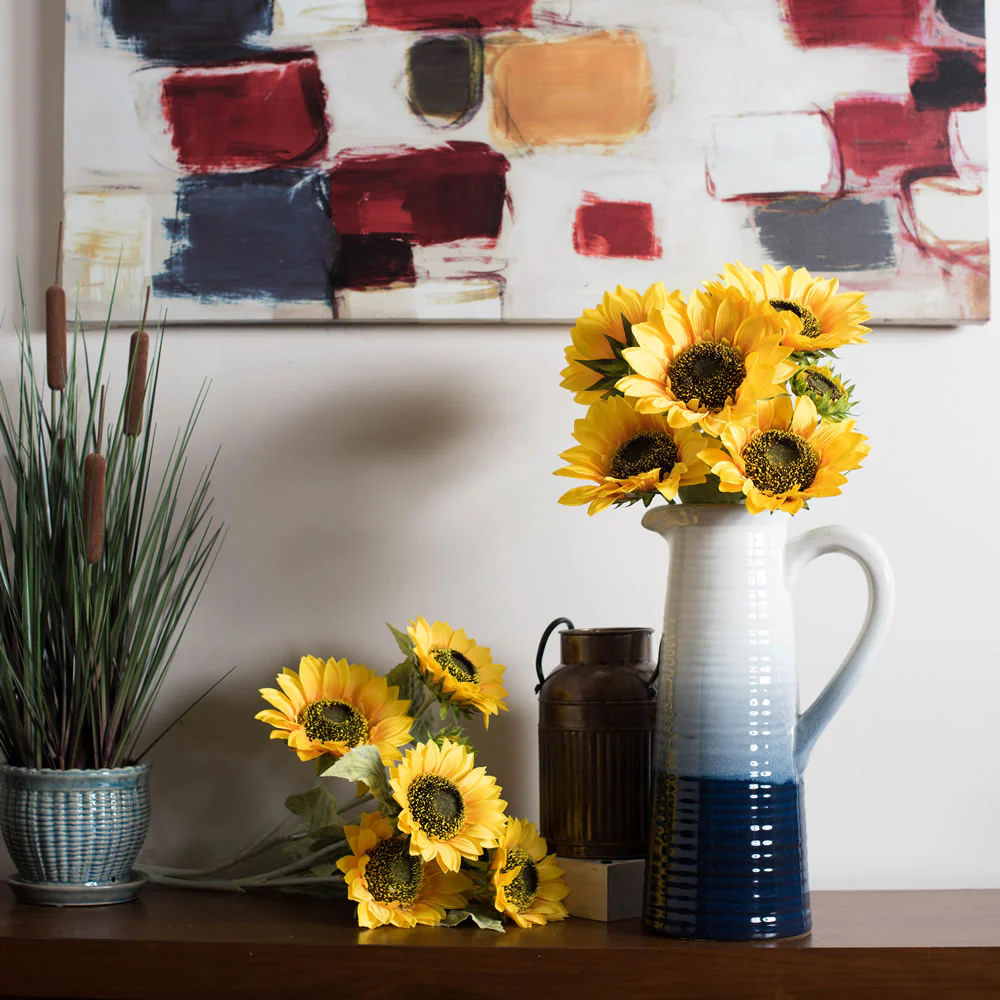 22" Silk Sunflower Flower Bush -Yellow (Pack of 6) - Image 3