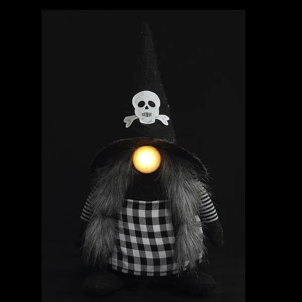 23.25" Battery Operated Halloween Gnome With Light -Black/White (Pack of 6) - Image 2