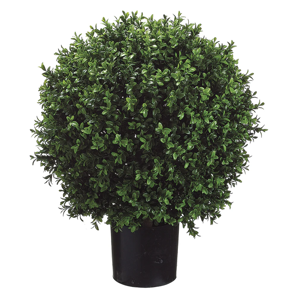 23.5" Boxwood Ball-Shaped Artificial Topiary w/Pot -Green