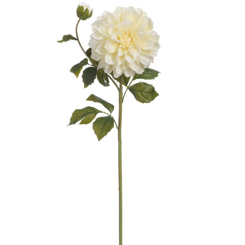 23.5" Dahlia With Bud Silk Flower Stem -White (Pack of 12)