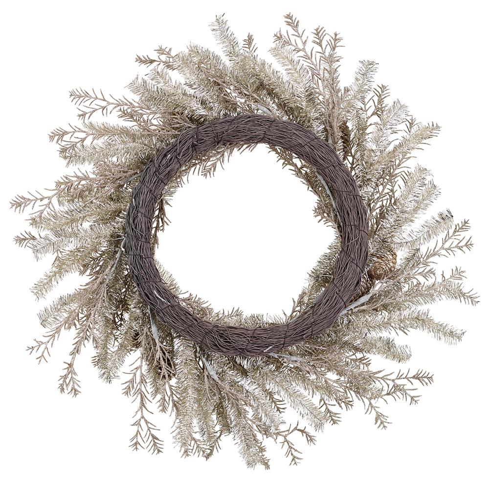 23.5" Glittered Artificial Pinecone & Pine Wreath -Tiffany Gold (Pack of 2) - Image 2