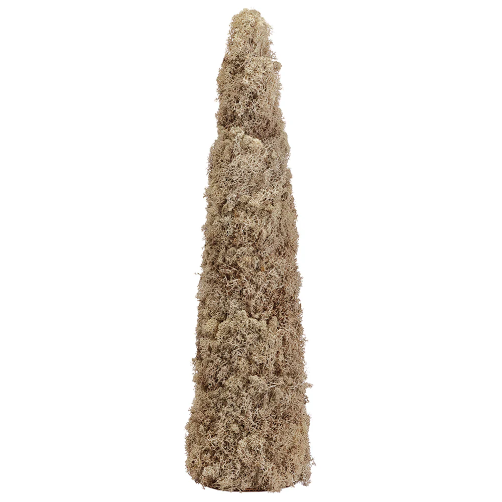 23.5" Preserved Reindeer Moss Cone-Shaped Standing Topiary -Natural/Beige (Pack of 4)