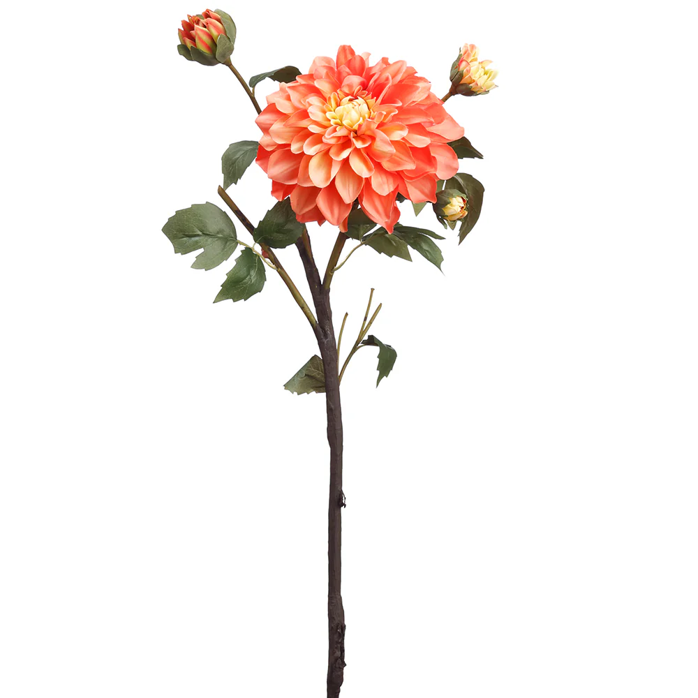 23.5" Silk Dahlia Flower Stem -2 Tone Coral (Pack of 12)