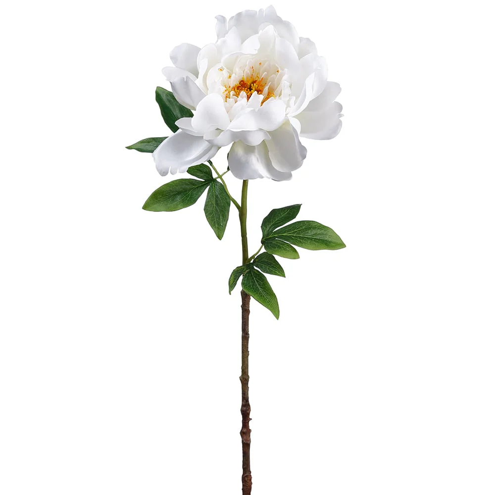 23.5" Silk Peony Flower Stem -White (Pack of 12)