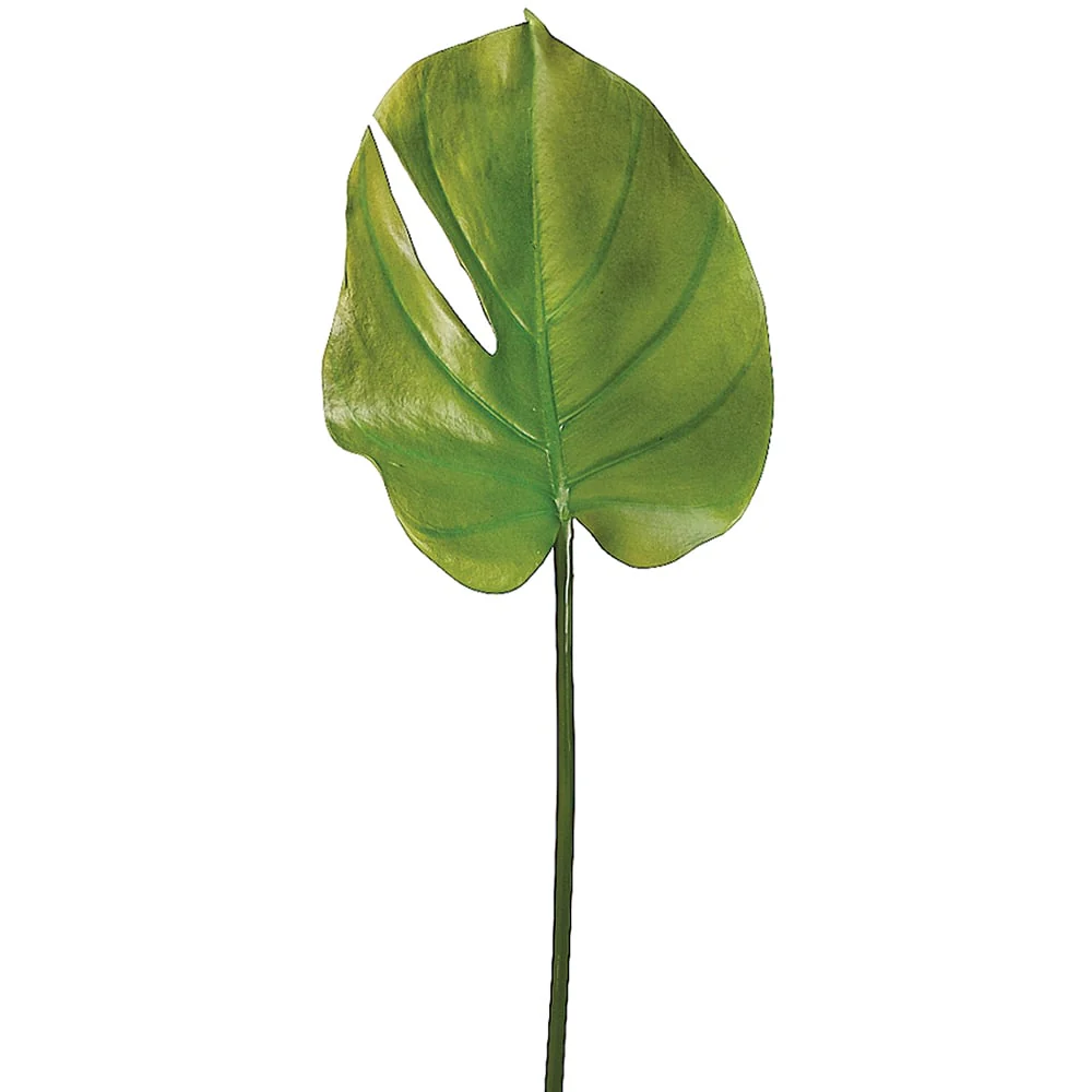 23.5" Silk Small Split Philodendron Monstera Leaf Stem -Green (Pack of 12)
