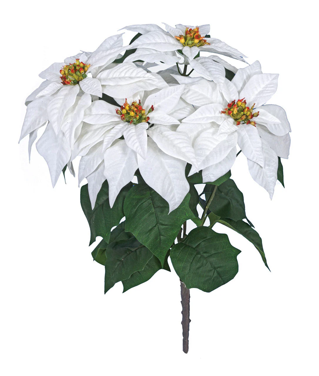 23" Artificial Velvet Poinsettia Flower Bush -Cream/White (Pack of 6)